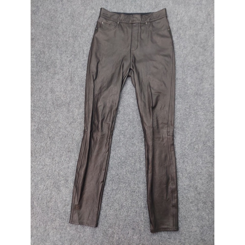 Spanx‎ Faux Leather Pants Small Tall Black Skinny Pull On Mid Rise Stretch